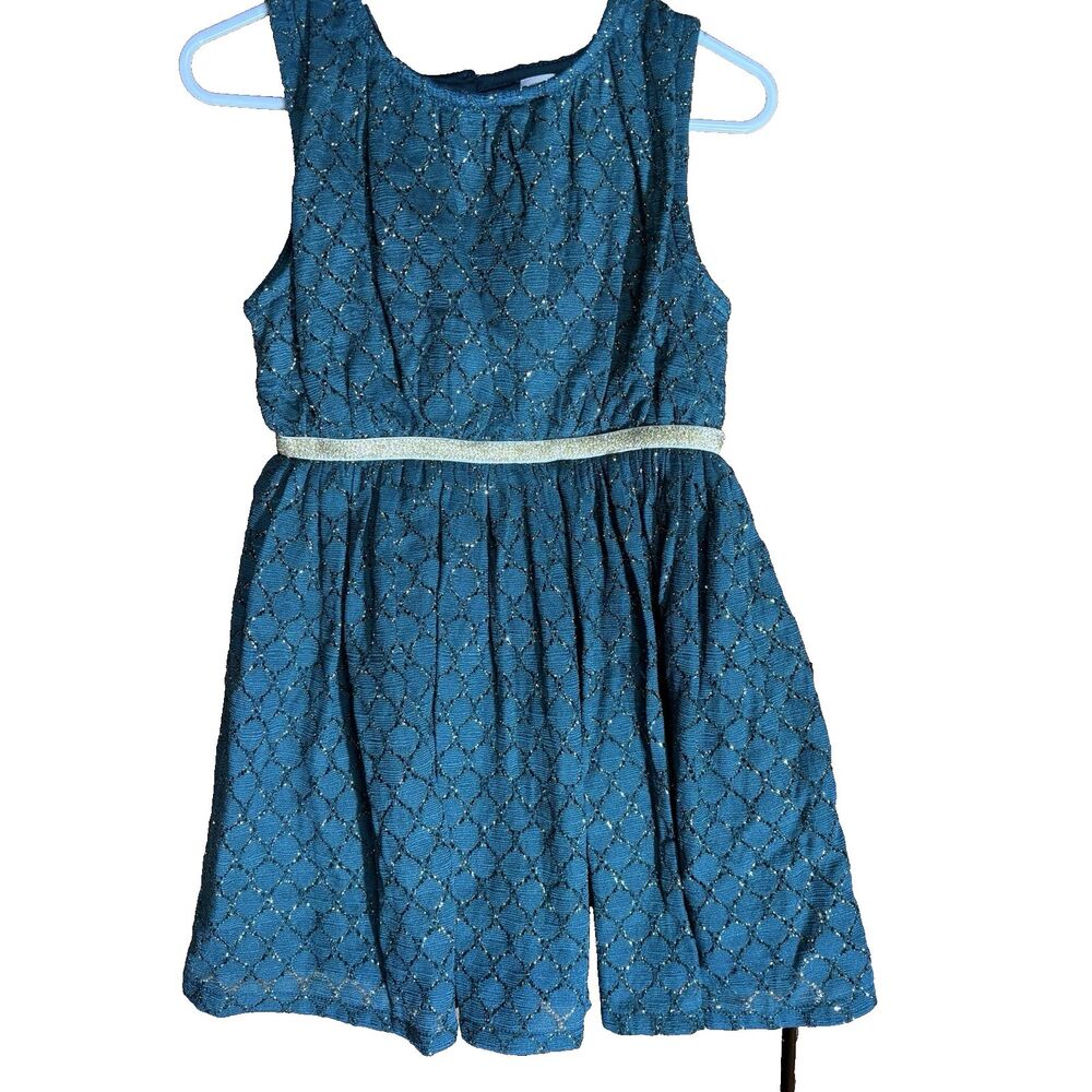 Cat & Jack Toddler Christmas Green & Sparkly Belt Gold Dress Size 3T Holiday